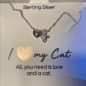 NWT Sterling Silver I Love My Cat CLOSE AT HEART Pendant Necklace - Never Worn